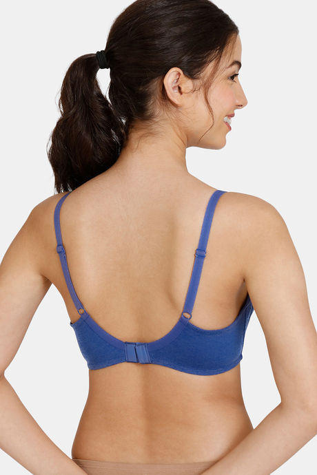 Zivame Essentials Double Layered Non Wired Full Coverage T-Shirt Bra - Sodalite Blue — image 3